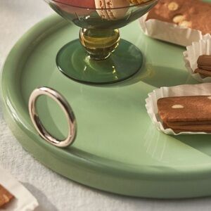 Anthropologie Lacquer Round Bar Tray, NWT